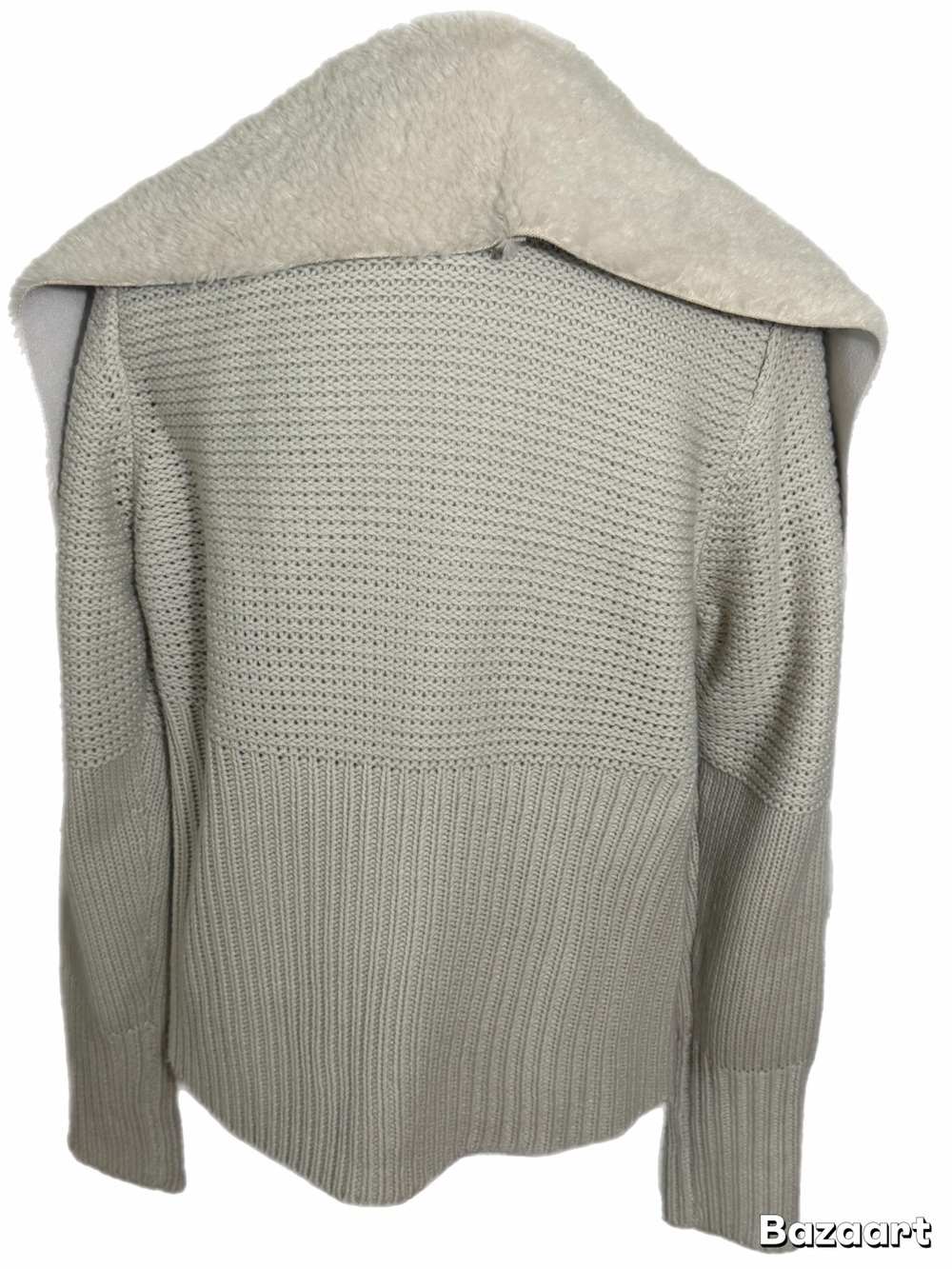 Grace Elements Women’s Large Ivory Sherpa Shawl Collar Cardigan Sweater - Picture 4 of 6
